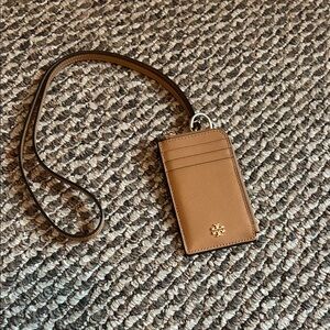 Tory Burch Brown Card Holder with Strap